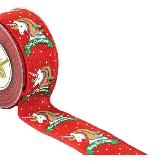 Ribbon 9mt, 55mm Christmas Unicorns *ETA Nov